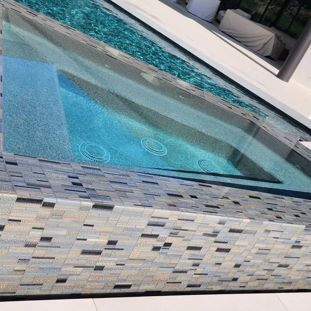 Mosaic tile at the waterline